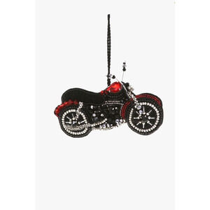 Cody Foster Beaded Motorcycle Ornament Black Red Jeweled